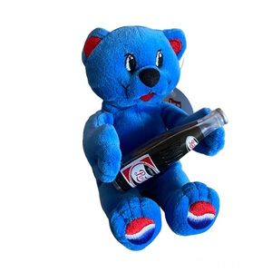 1999 Pepsi* Blue Plush Bear w/ Bottle Pepsi w/ Tags Blue Sky Promotions Bakers